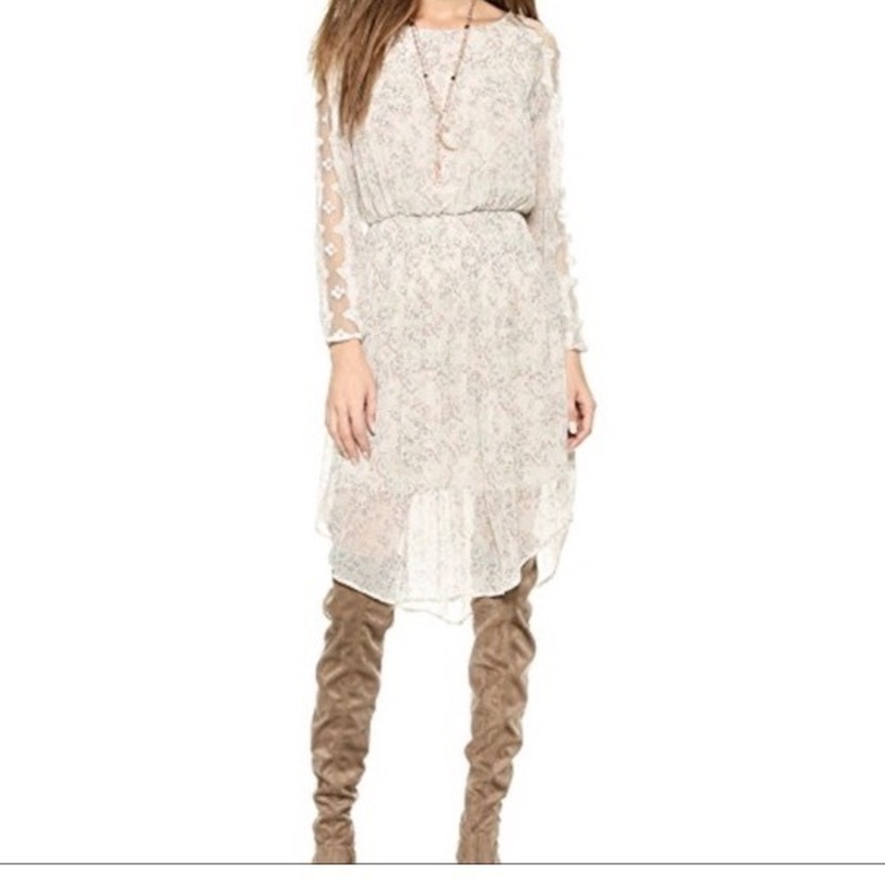 Free People Floral Mini Dress Size M Smocked Waist Cottagecore Romantic Coquette